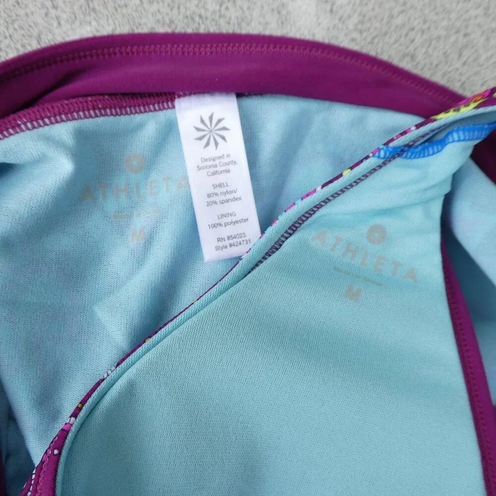 Athleta Swim Bikini Top Bottoms Berry Paisley Padded Racer Back Coverage M